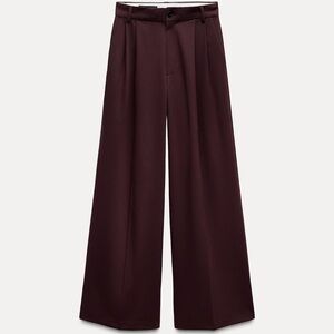 Zara Doubl Pleat Trouser pants in Burgundy. Size M. Worn Twice